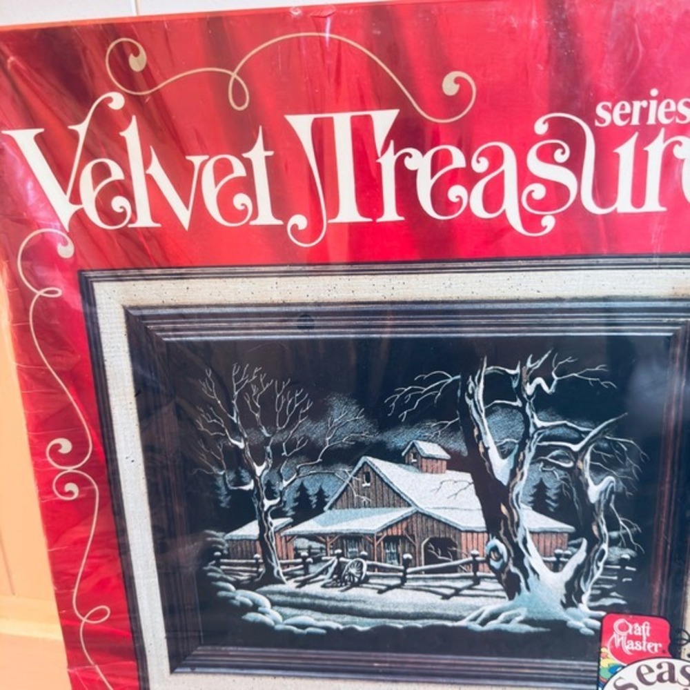VTG 1976 Craft Master Velvet Treasures Paint by Number Quiet Winter Night 14410 - Picture 14 of 14